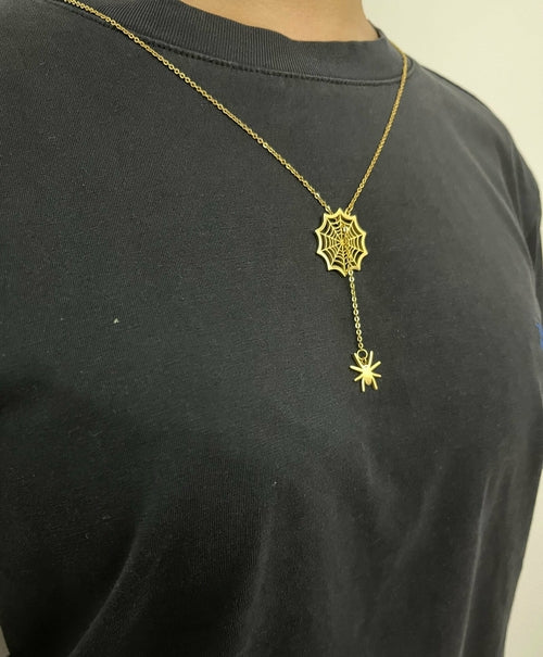 18k Gold Spider Necklace | Spider Charm Pendant | Halloween Necklace |