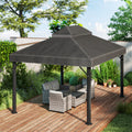 Toile de rechange pour pavillon toile de tonnelle 4 x 3 m, double toit avec trous de drainage, polyester 370 g/m², gris